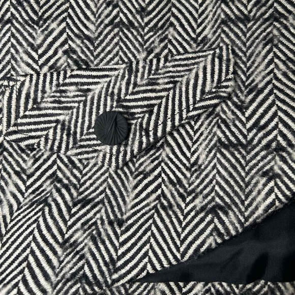 J’ENVIE NEW YORK Black & White Herringbone Wool Lined Cropped Jacket size 10 - Picture 8 of 9